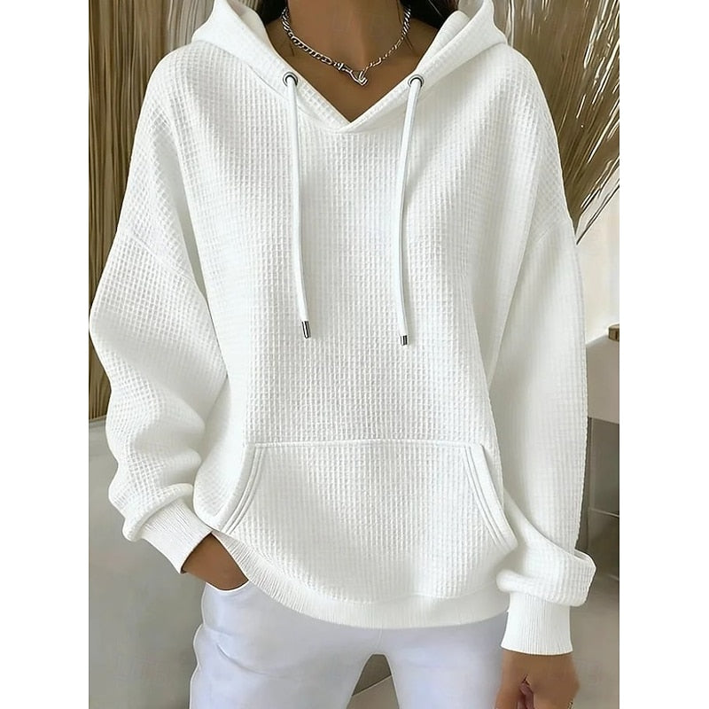 Danielle | Waffle-Textured Pullover Hoodie