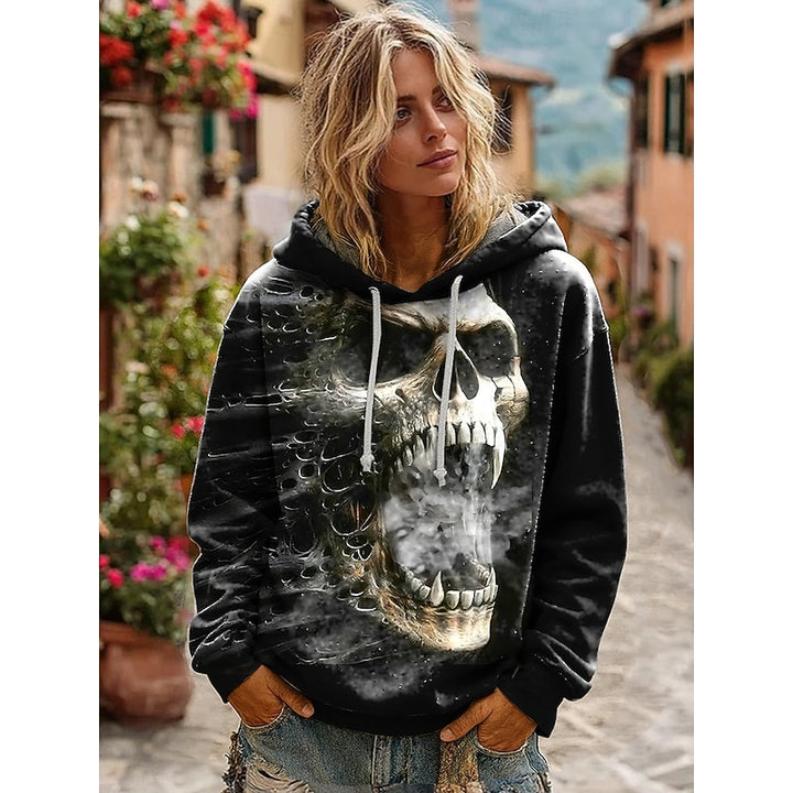 Della | Halloween Skull Print Oversized Hoodie