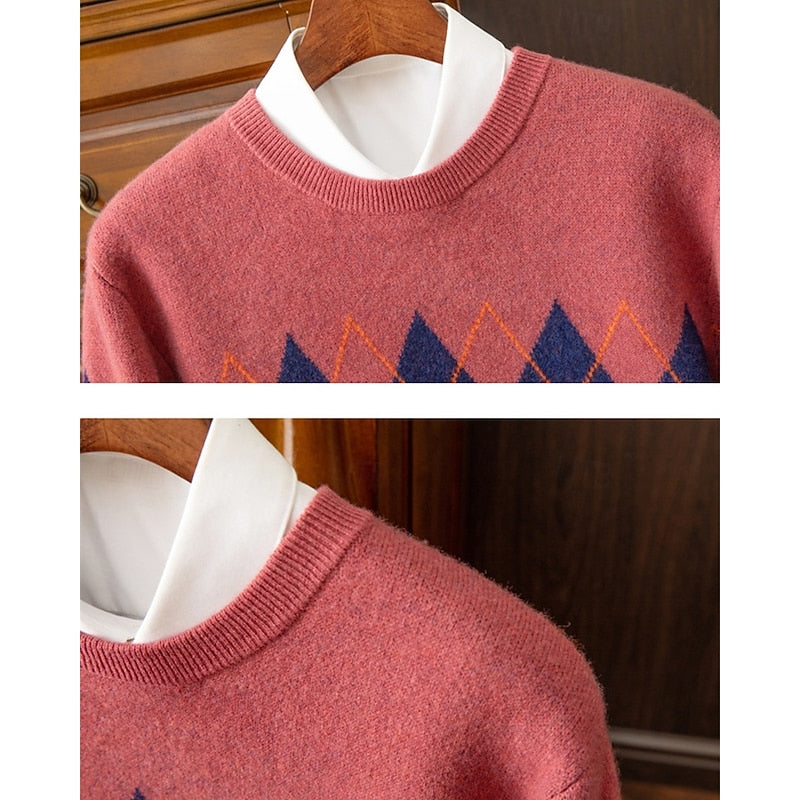 Hollis | Classic Argyle Crew Neck Sweater
