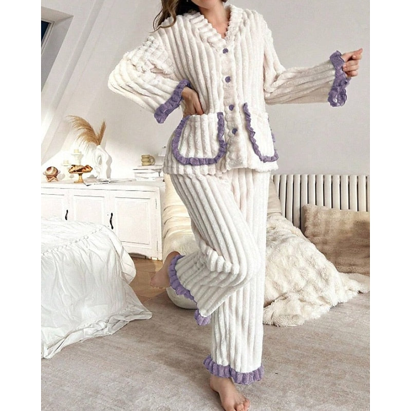 Susanna | Cozy Ruffle-Trim Two-Piece Set