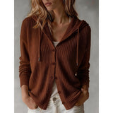 June | Hooded Waffle-Knit Cardigan