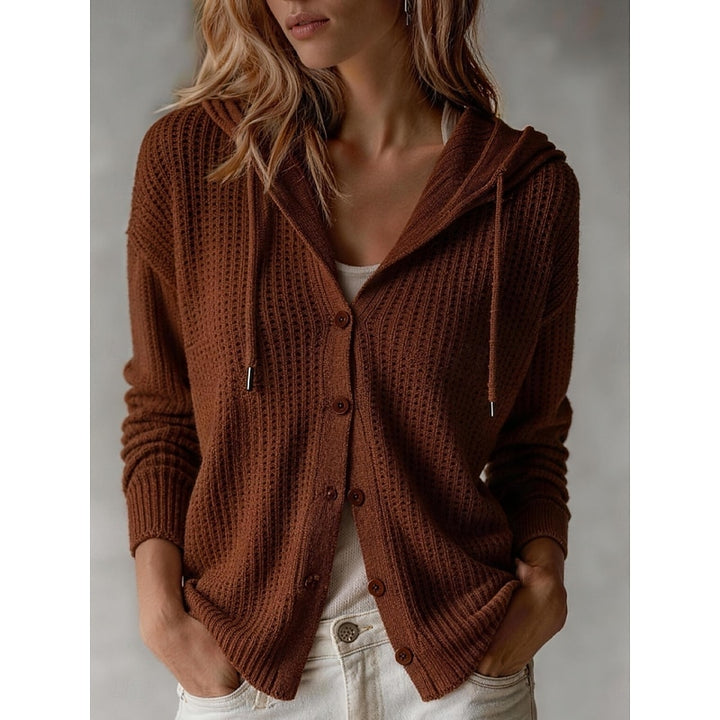 June | Hooded Waffle-Knit Cardigan