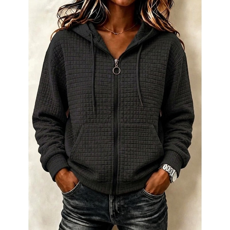 Freya | Textured Zip-Up Hoodie