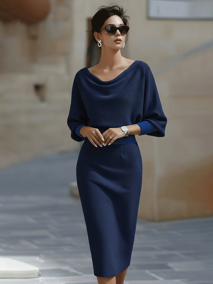 Cordelia | Refined Cowl-Neck Midi Dress