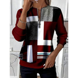 Katherine | Zip-Neck Geometric Sweatshirt