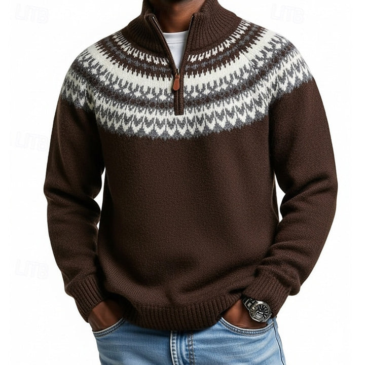Magnus | Patterned Quarter-Zip Sweater