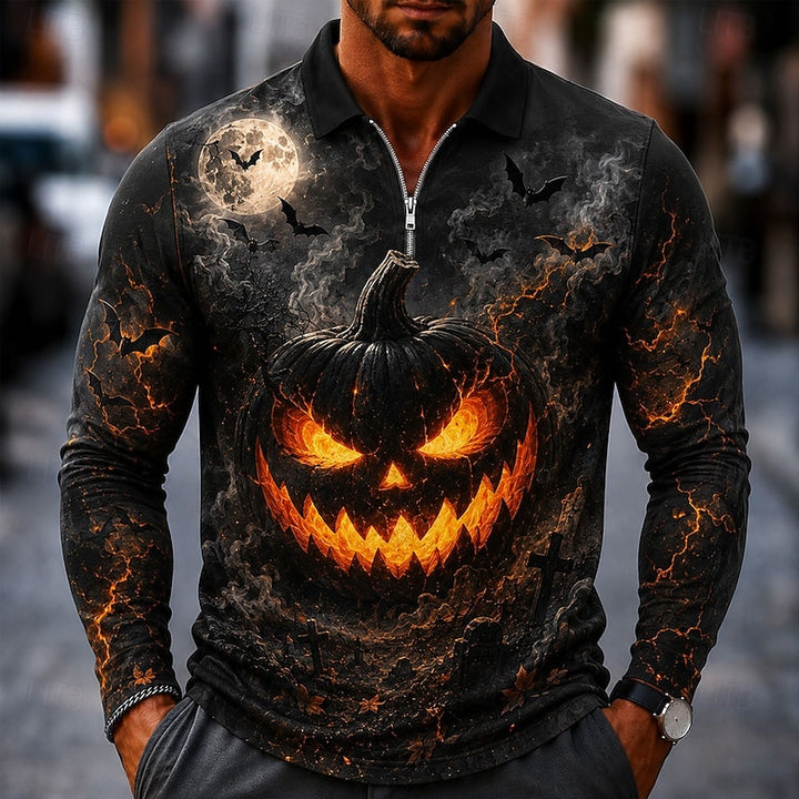 Rory | Halloween Pumpkin Zip Polo Shirt
