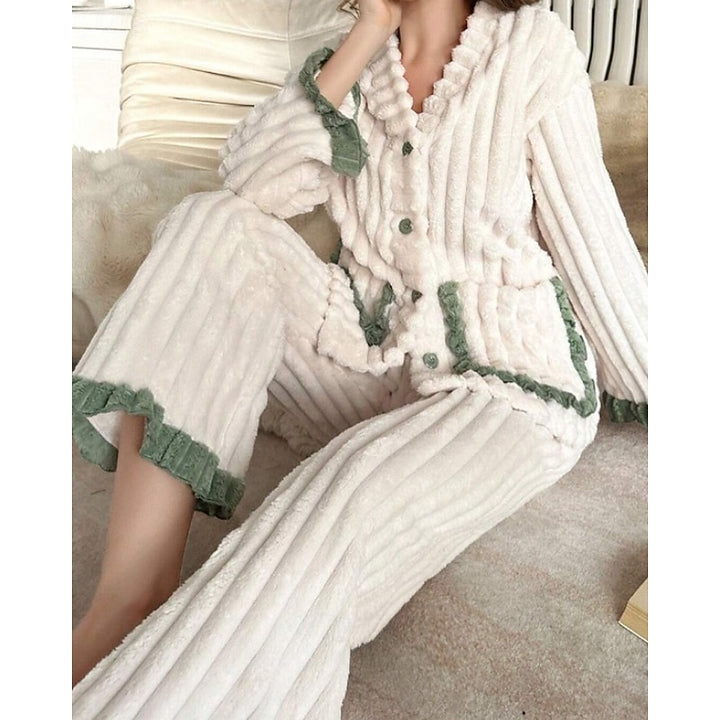Susanna | Cozy Ruffle-Trim Two-Piece Set