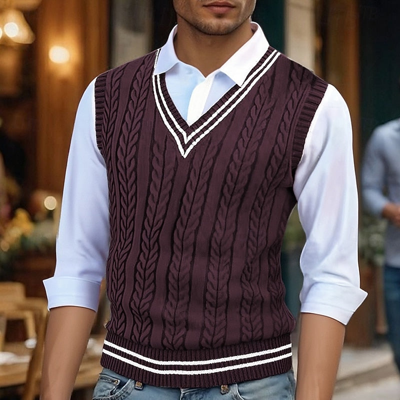 Prescott | Cable-Knit V-Neck Sweater Vest