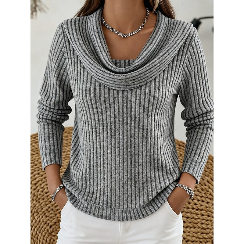 Thea | Cowl Neck Ribbed Sweater