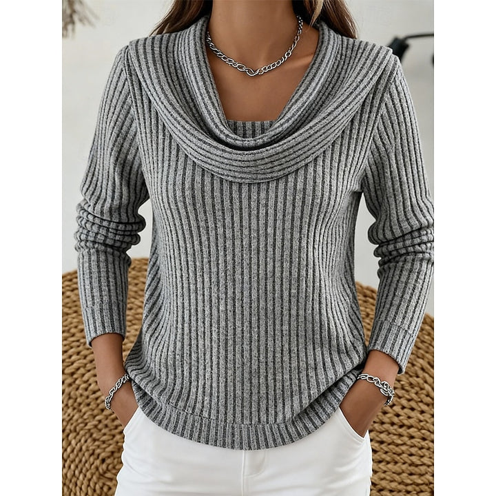 Thea | Cowl Neck Ribbed Sweater