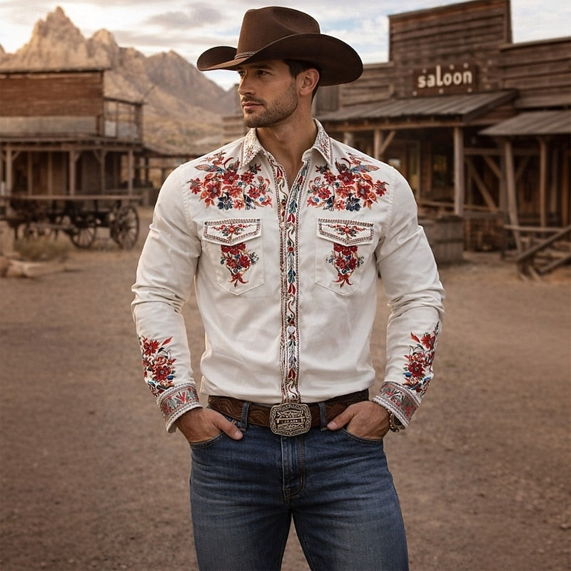 Wyatt | Embroidered Floral Western Shirt