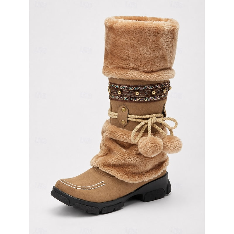 Freya | Boho Fur-Cuff Winter Boots