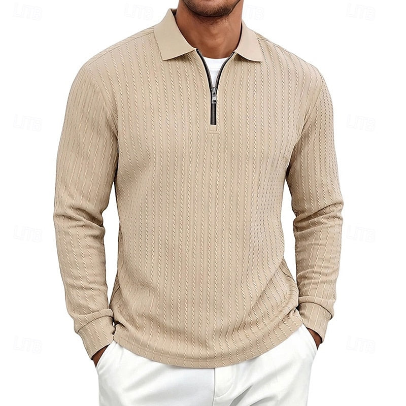 Declan | Textured Quarter-Zip Polo Shirt