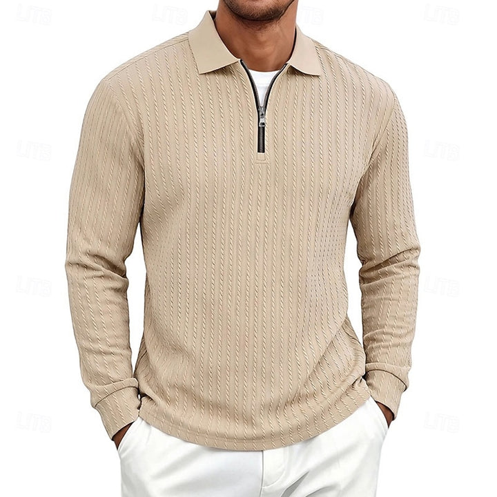 Declan | Textured Quarter-Zip Polo Shirt