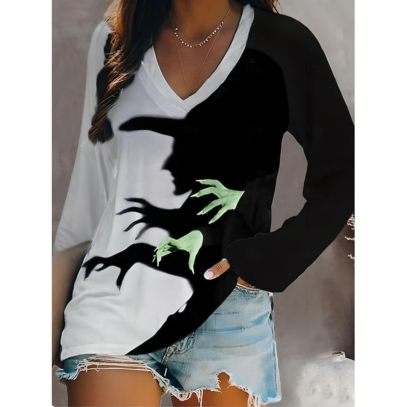 Rosemary | Halloween Graphic V-Neck Top