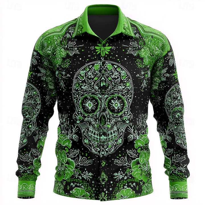 Ellis | Halloween Skull-Print Button-Up Shirt