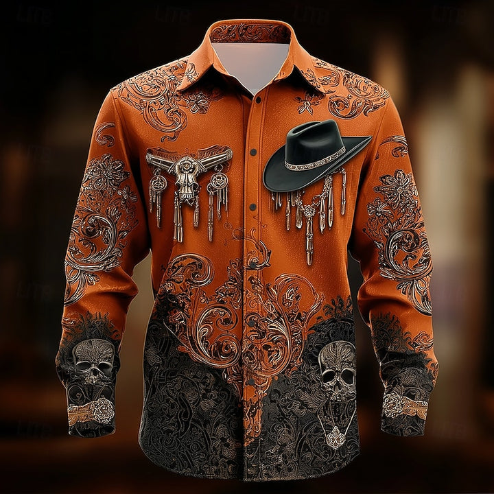 Cormac | Halloween Western Skull Print Shirt