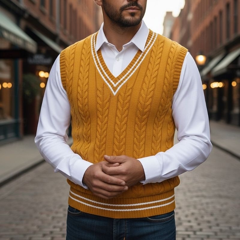 Prescott | Cable-Knit V-Neck Sweater Vest