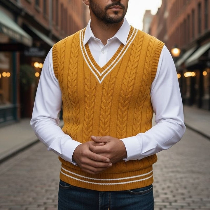 Prescott | Cable-Knit V-Neck Sweater Vest