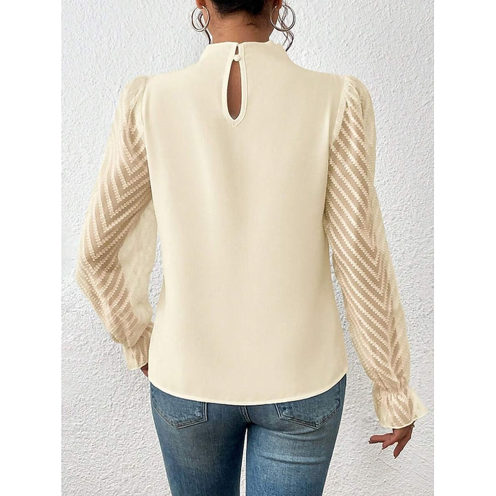 Odile | Textured-Sleeve High Neck Blouse