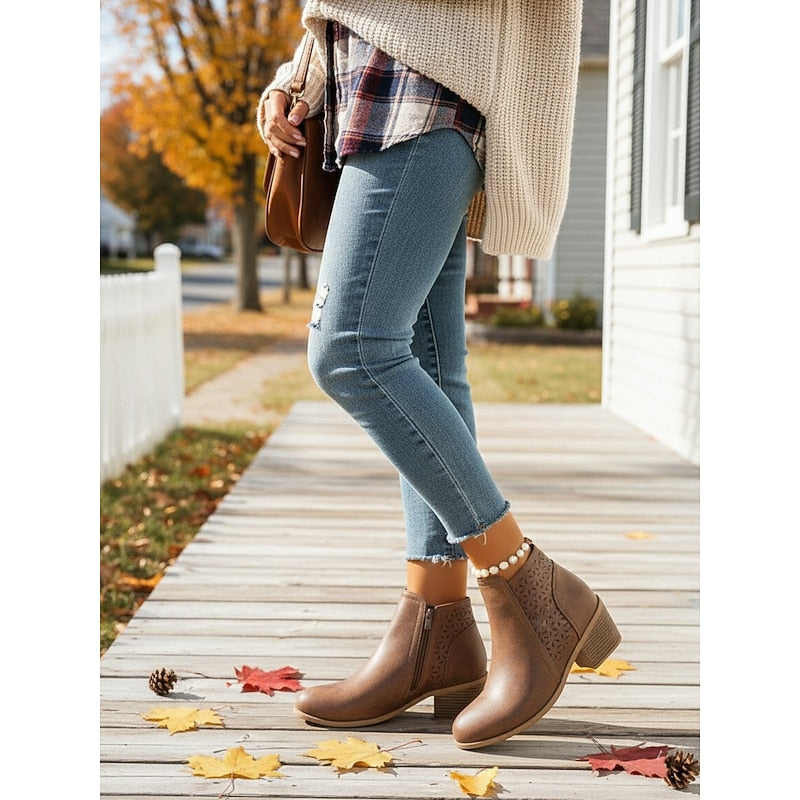 Winifred | Cutout Low-Heel Ankle Boots