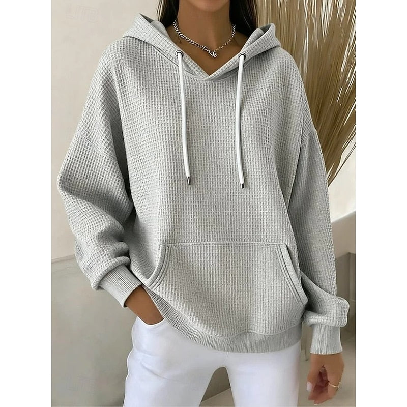 Danielle | Waffle-Textured Pullover Hoodie