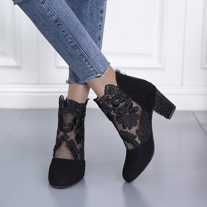 Marjorie | Lace-Detail Heeled Ankle Boots