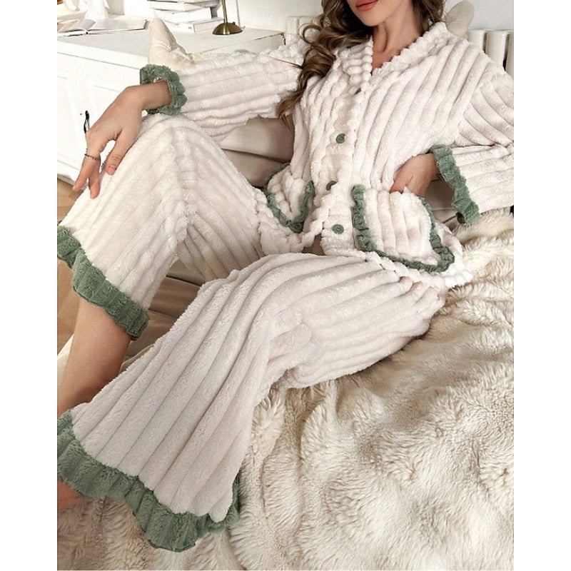Susanna | Cozy Ruffle-Trim Two-Piece Set