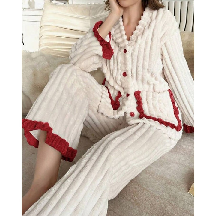 Susanna | Cozy Ruffle-Trim Two-Piece Set