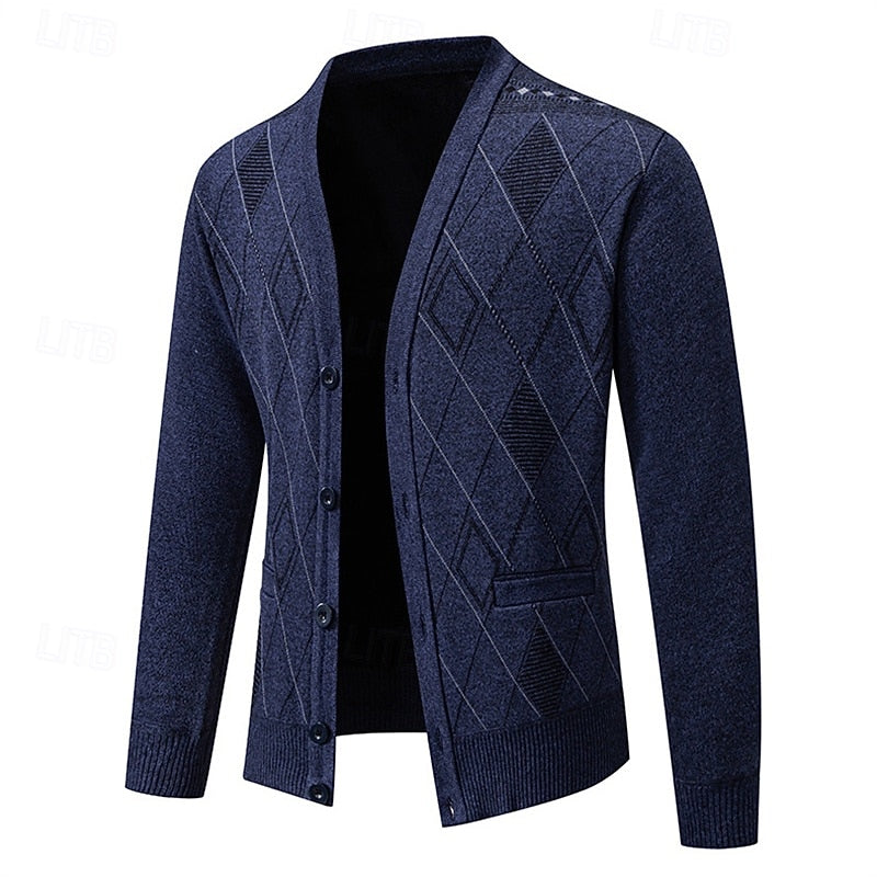 Duncan | Refined Argyle Button-Up Cardigan