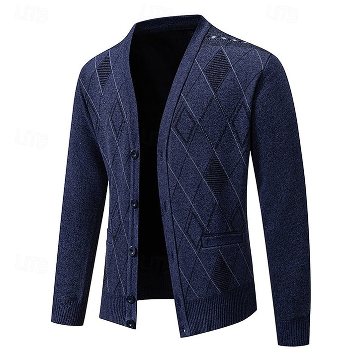 Duncan | Refined Argyle Button-Up Cardigan