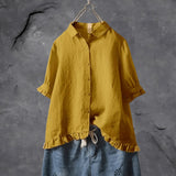 Gemma | Ruffle-Hem Button Blouse