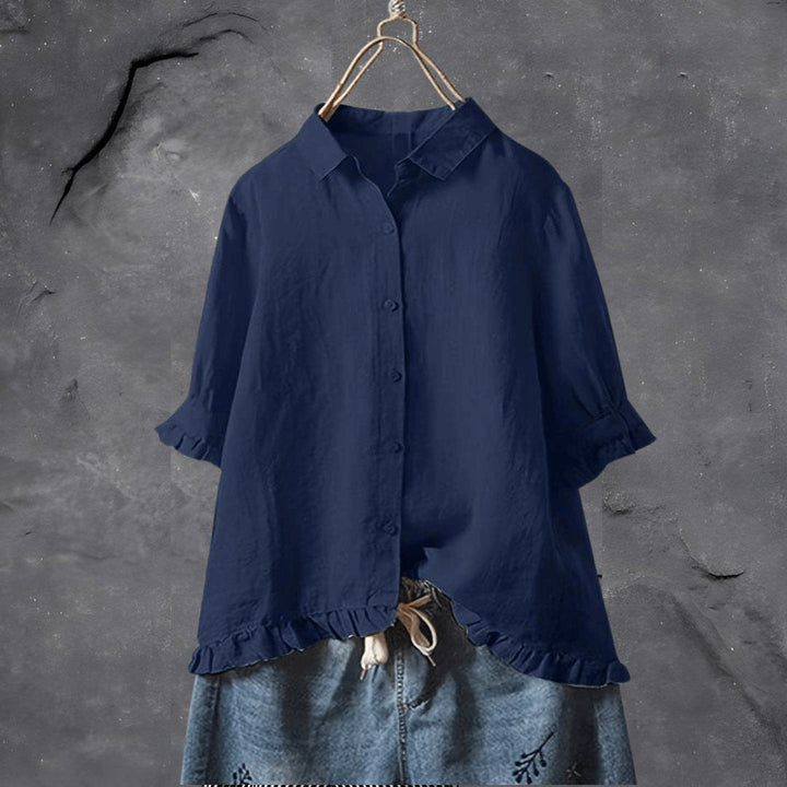 Gemma | Ruffle-Hem Button Blouse