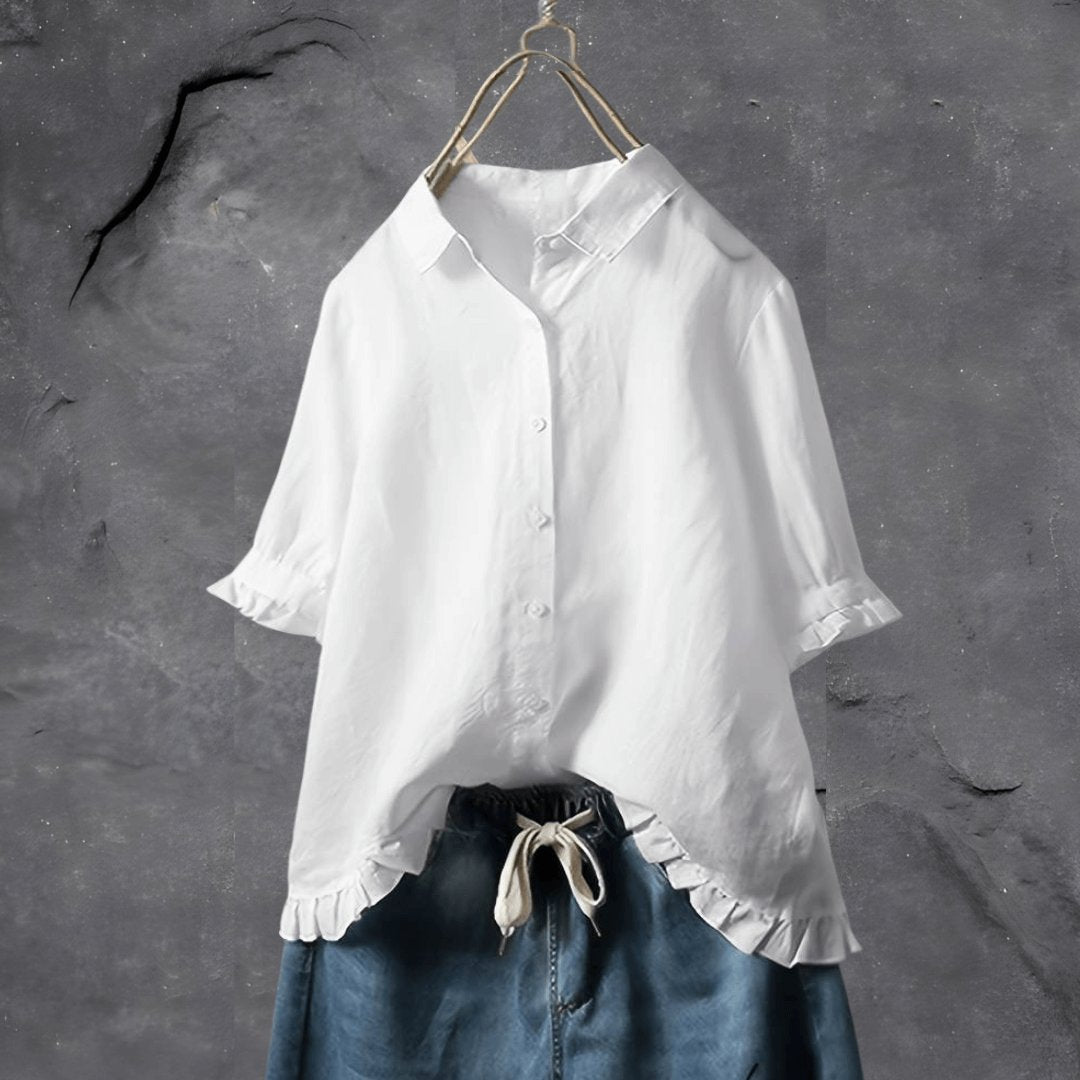 Gemma | Ruffle-Hem Button Blouse
