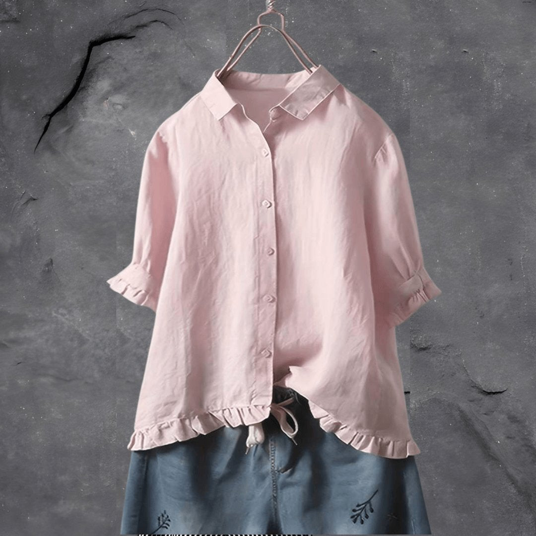 Gemma | Ruffle-Hem Button Blouse