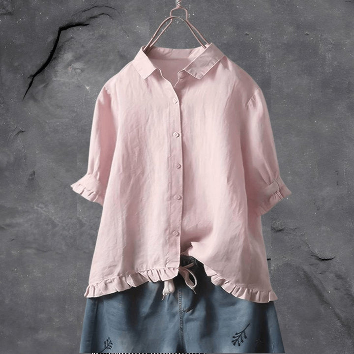 Gemma | Ruffle-Hem Button Blouse