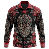 Ellis | Halloween Skull-Print Button-Up Shirt