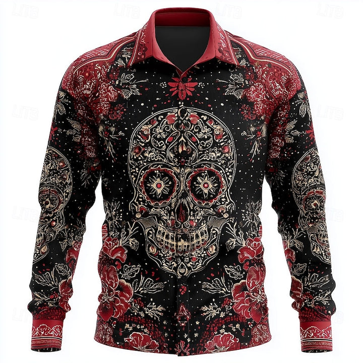 Ellis | Halloween Skull-Print Button-Up Shirt