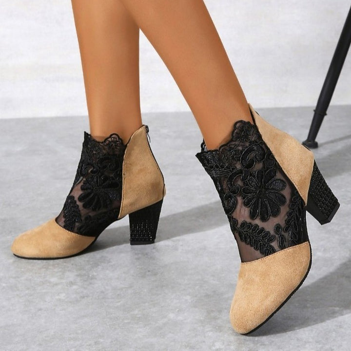 Marjorie | Lace-Detail Heeled Ankle Boots