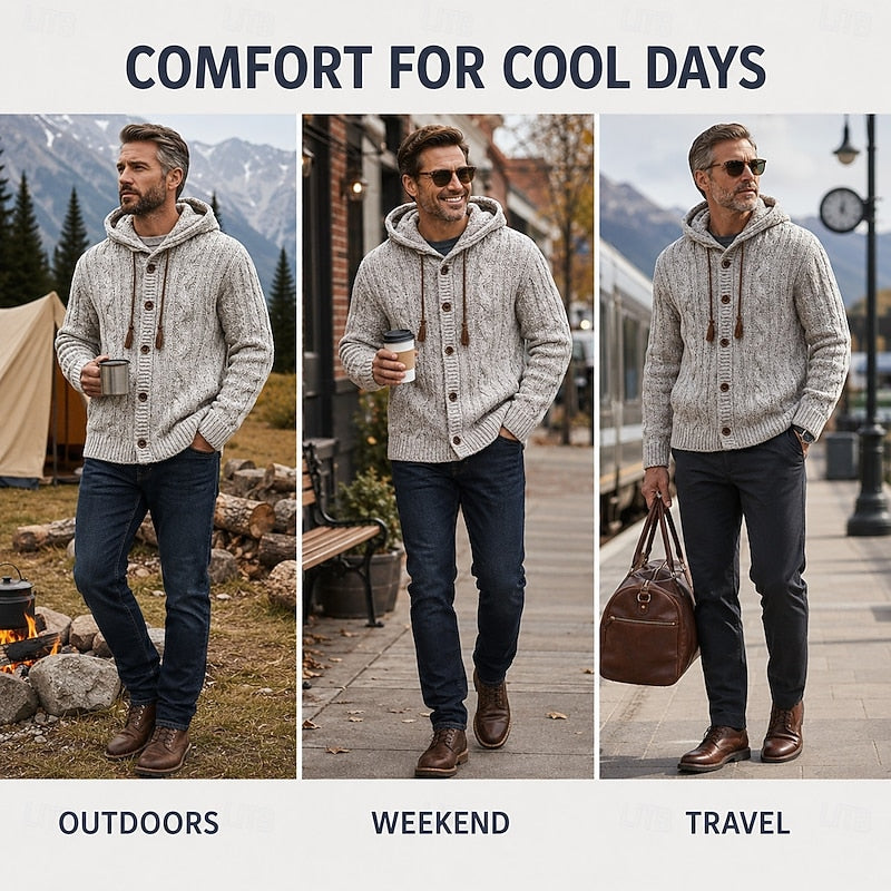 Keegan | Cable-Knit Hooded Cardigan
