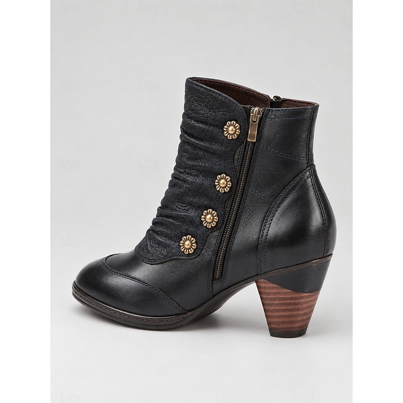 Rosalyn | Button-Detail Heeled Ankle Boots