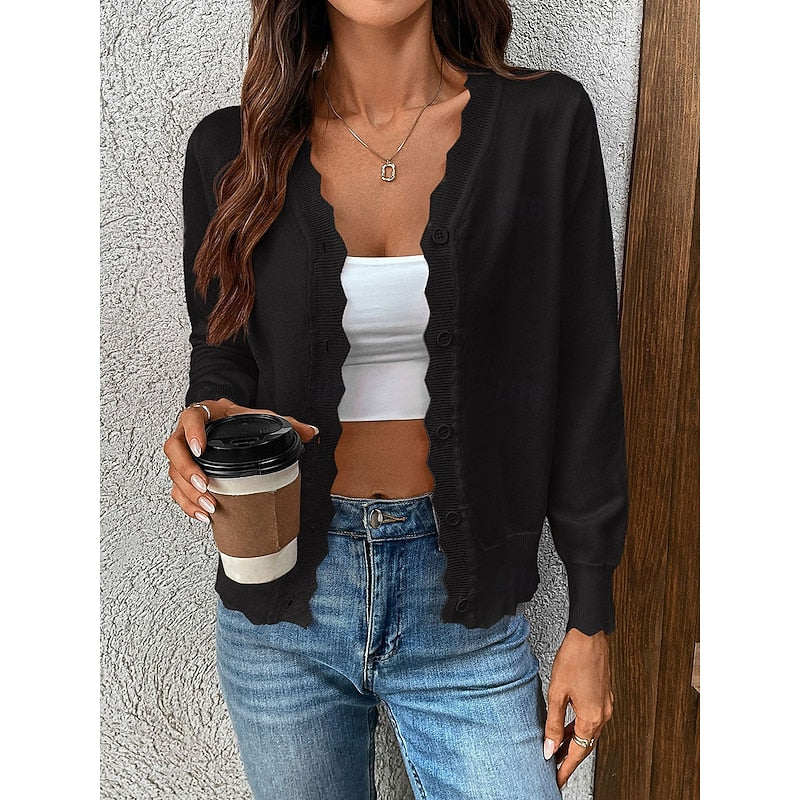 Evangeline | Scalloped Button-Front Cardigan