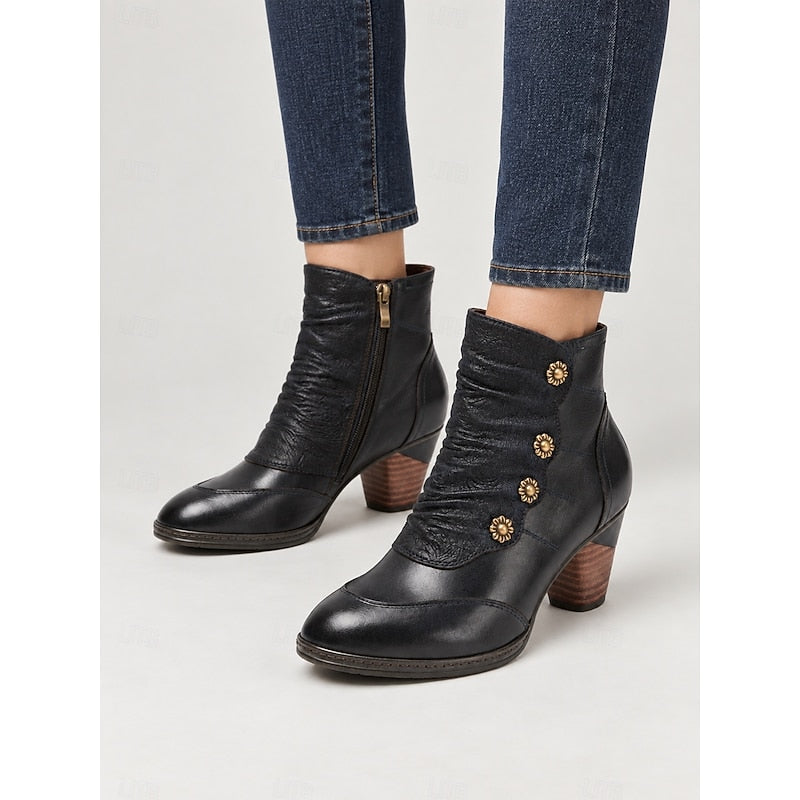 Rosalyn | Button-Detail Heeled Ankle Boots