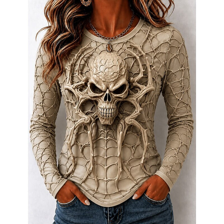 Sabrina | Halloween Skull Long-Sleeve Top