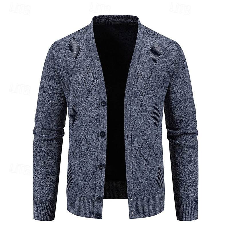 Duncan | Refined Argyle Button-Up Cardigan