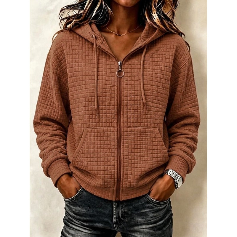 Freya | Textured Zip-Up Hoodie