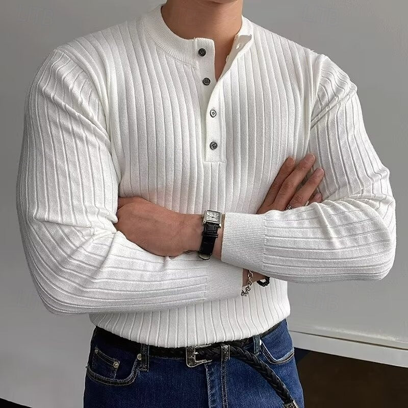 Gabriel | Ribbed Henley Sweater