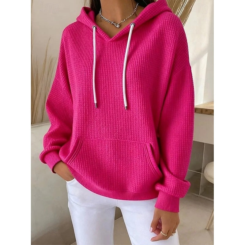 Danielle | Waffle-Textured Pullover Hoodie