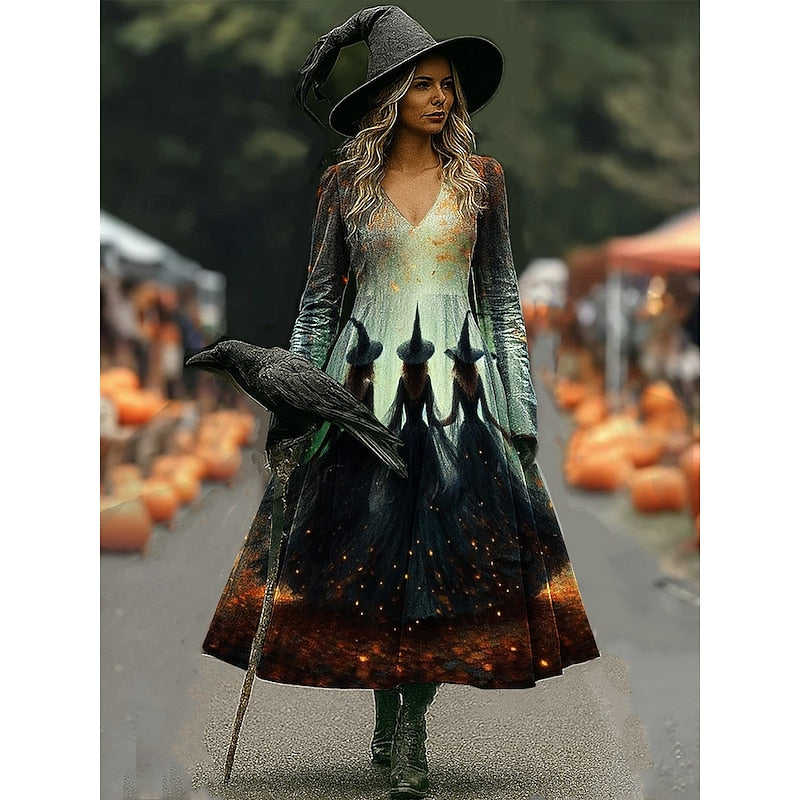 Seraphina | Enchanting Halloween Witch Maxi Dress